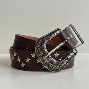 Vintage brown American Western cowboy BOHO star-studded belt